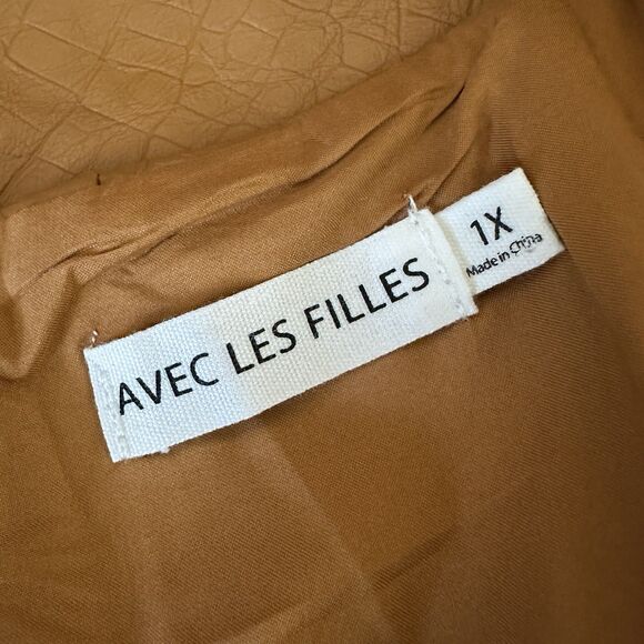 Anthropologie Avec Les Filles Faux Vegan Leather Midi Dress 1X Plus - Picture 9 of 10